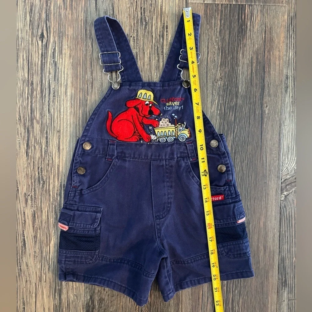 Vtg Clifford the Big Red Dog Saves the Day Shortalls Overalls 3T Blue Dump Truck